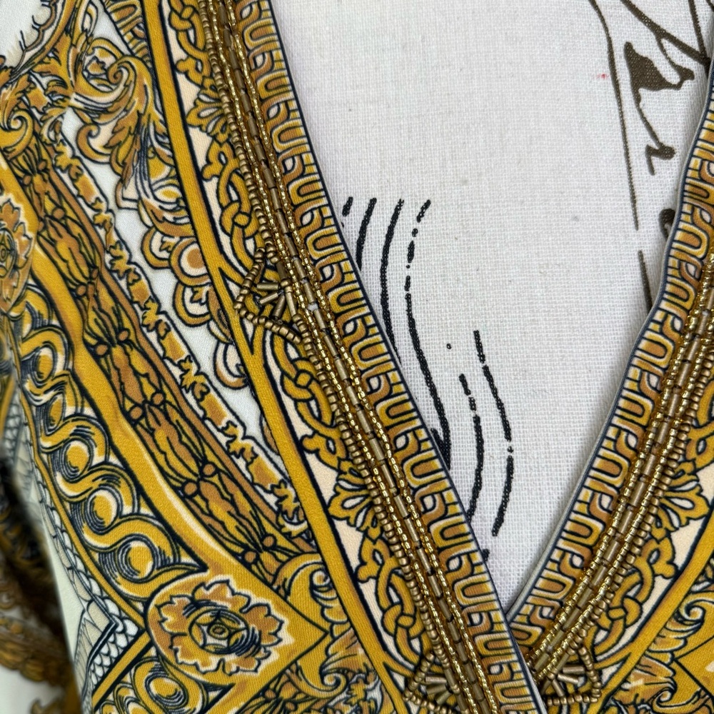 Hale Bob Tunic Beaded Dress Women’s Size Large Gold Pockets NWT - Picture 2 of 9